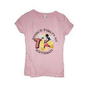 Disney Girl's Hooray 7TH Birthday T-Shirt Pink XL 14/16